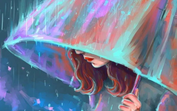Raining Umbrella Painting Ideas width=