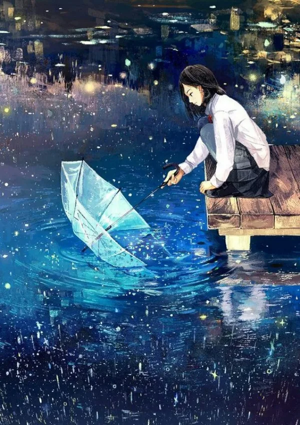Raining Umbrella Painting Ideas width=