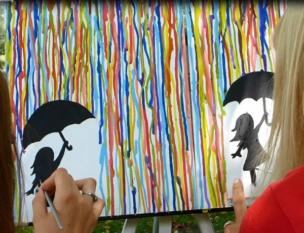 Raining Umbrella Painting Ideas width=