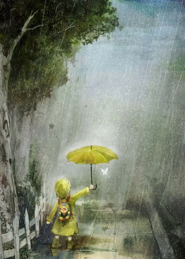 Raining Umbrella Painting Ideas width=