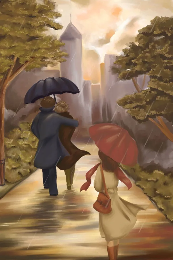 Raining Umbrella Painting Ideas width=