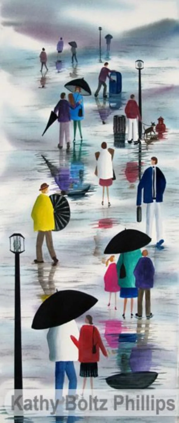 Raining Umbrella Painting Ideas width=