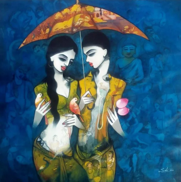 Raining Umbrella Painting Ideas width=