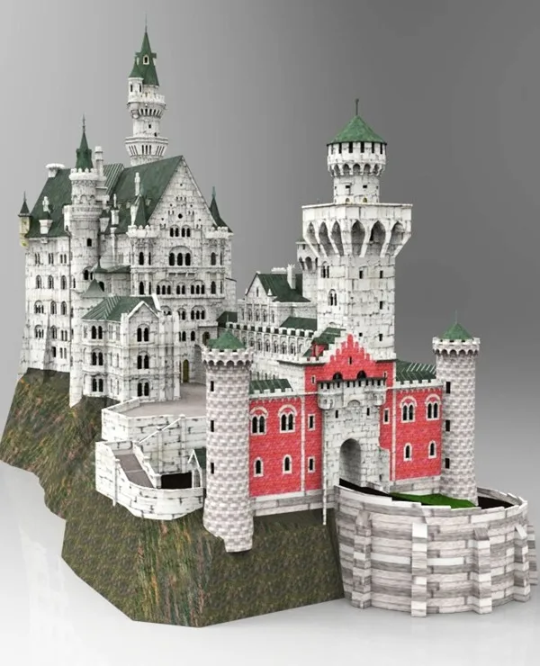 Detailed Paper Mache Town And Castle Art Works