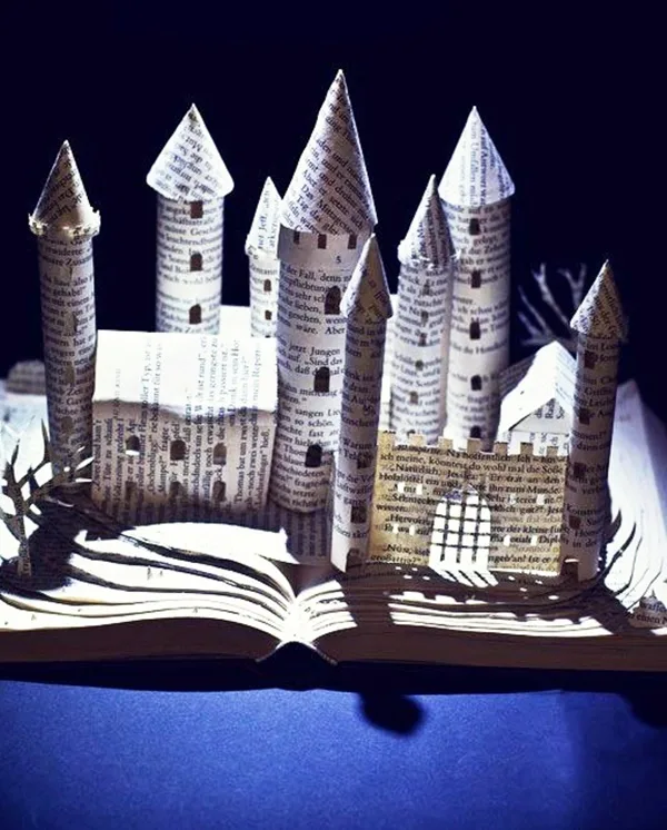 Detailed Paper Mache Town And Castle Art Works