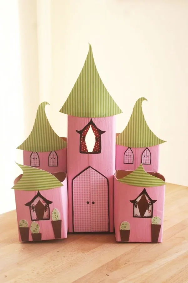 Detailed Paper Mache Town And Castle Art Works