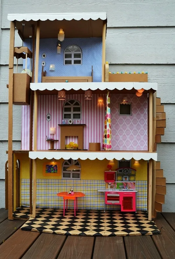 Detailed Paper Mache Town And Castle Art Works