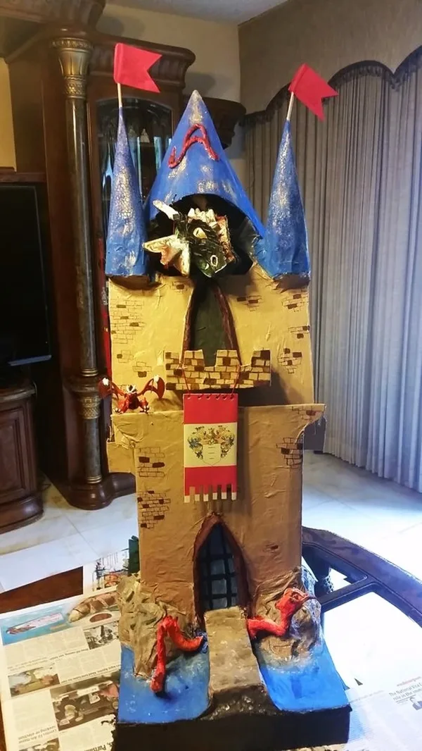 Detailed Paper Mache Town And Castle Art Works