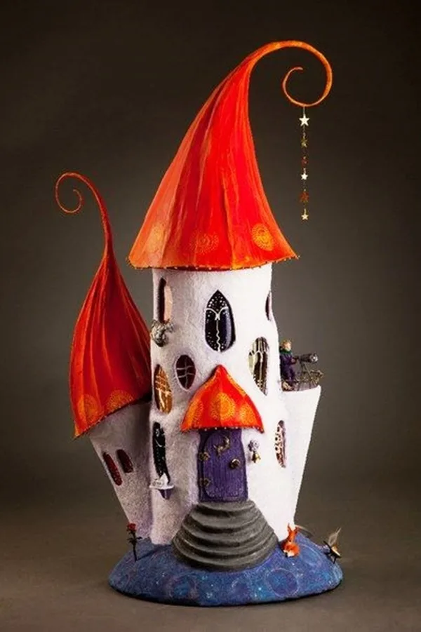 Detailed Paper Mache Town And Castle Art Works