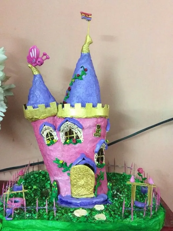 Detailed Paper Mache Town And Castle Art Works