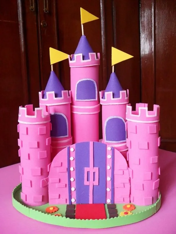 Detailed Paper Mache Town And Castle Art Works