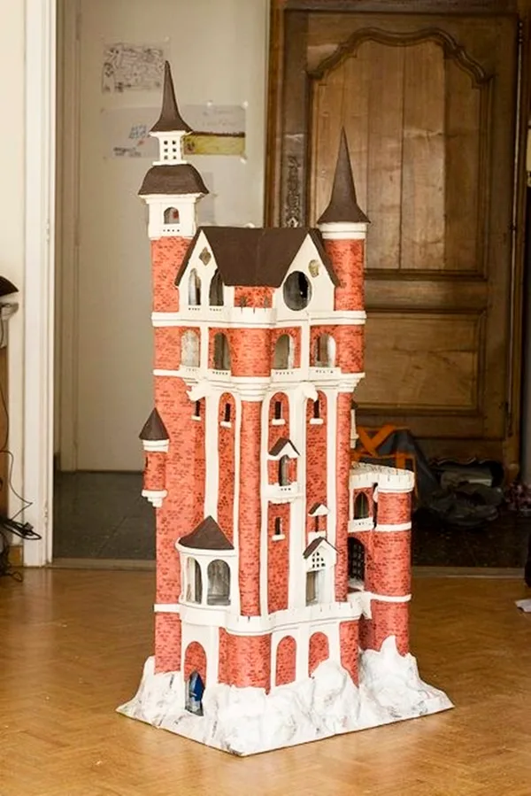 Detailed Paper Mache Town And Castle Art Works