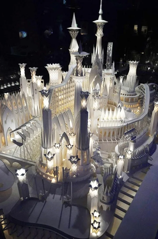 Detailed Paper Mache Town And Castle Art Works