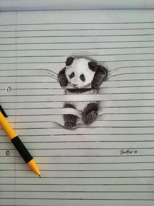 Illusionistic Between the lines Pencil Drawings of Animals