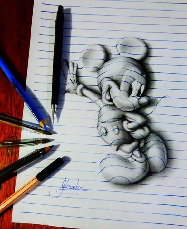 Illusionistic Between the lines Pencil Drawings of Animals