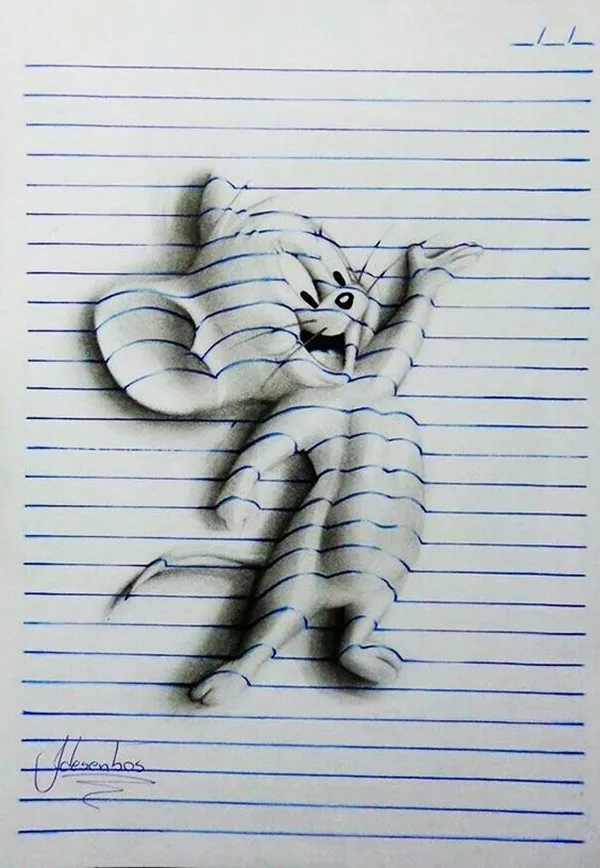 Illusionistic Between the lines Pencil Drawings of Animals