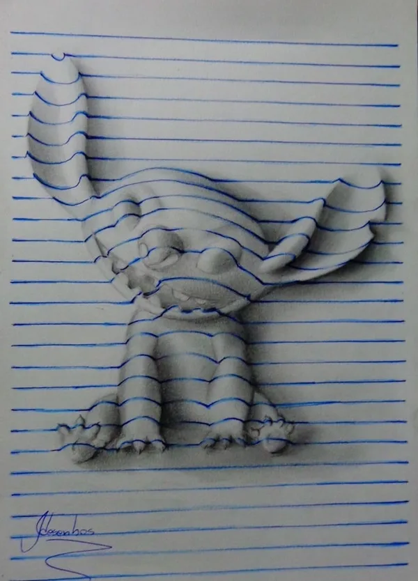 Illusionistic Between the lines Pencil Drawings of Animals