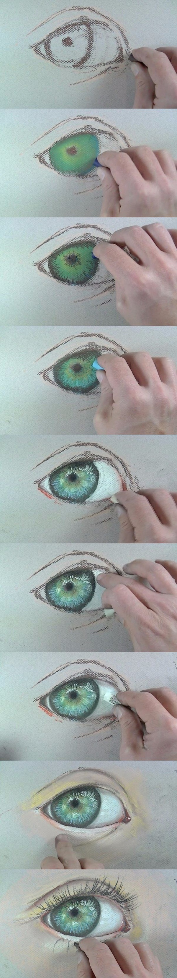 How To Draw An Eye With Crayon: Step By Step