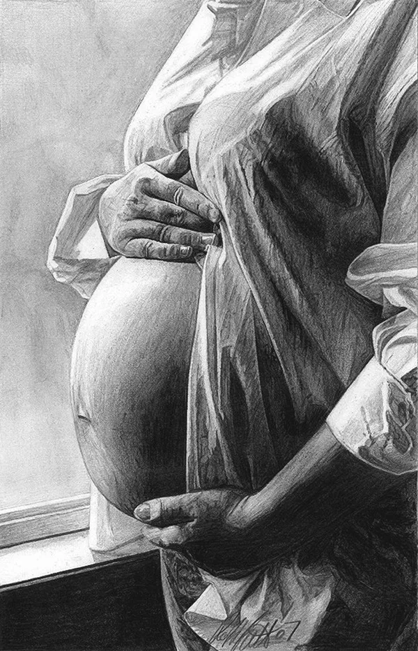 Simple Pencil Mother and Child Drawings