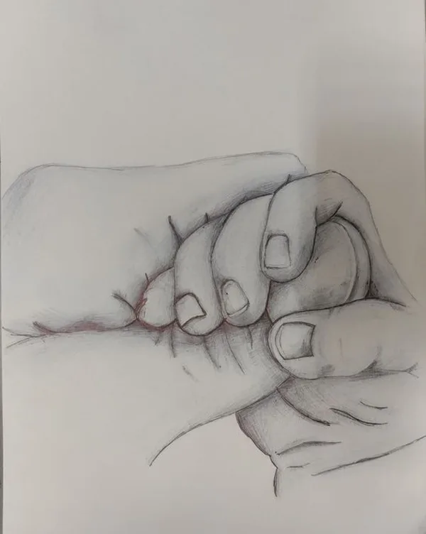 Simple Pencil Mother and Child Drawings