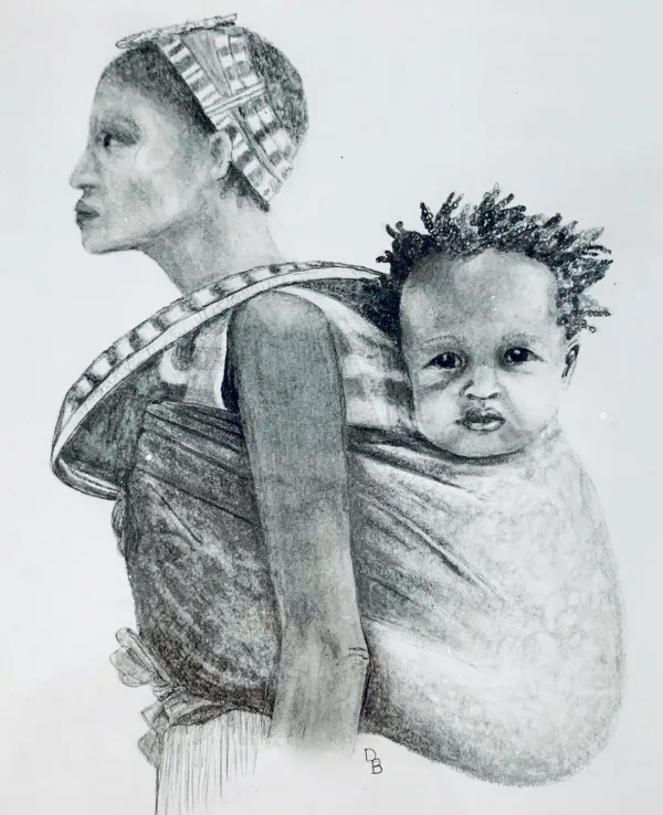 Simple Pencil Mother and Child Drawings