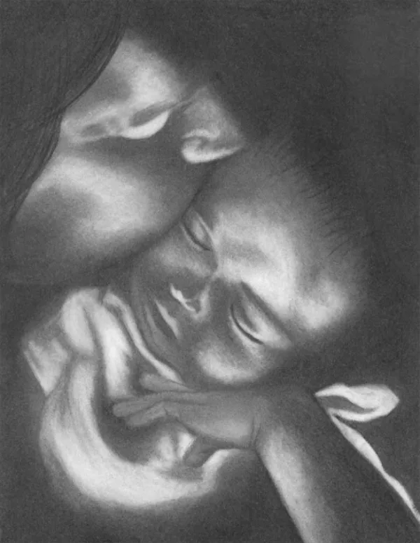 Simple Pencil Mother and Child Drawings