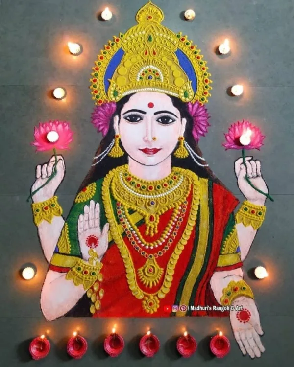 Positive Pooja rangoli art design patterns