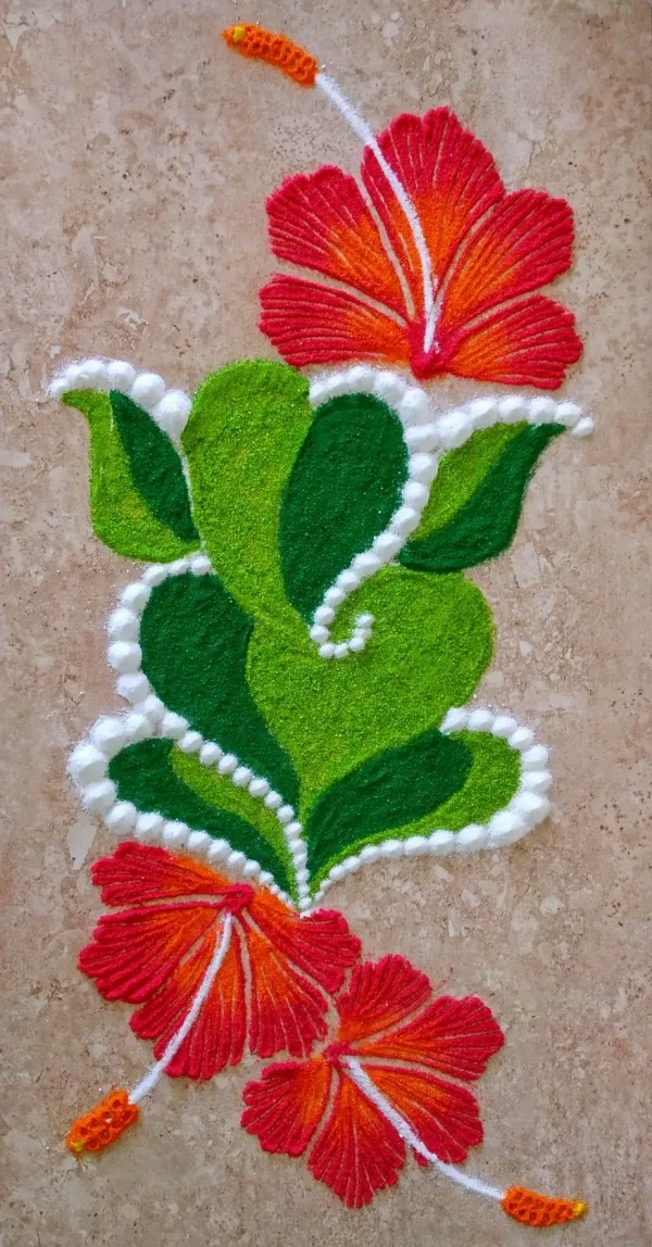 Positive Pooja rangoli art design patterns