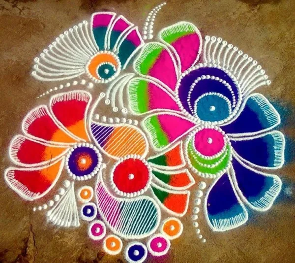 Positive Pooja rangoli art design patterns
