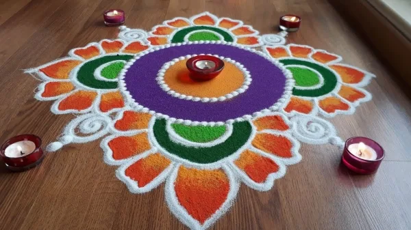 Positive Pooja rangoli art design patterns