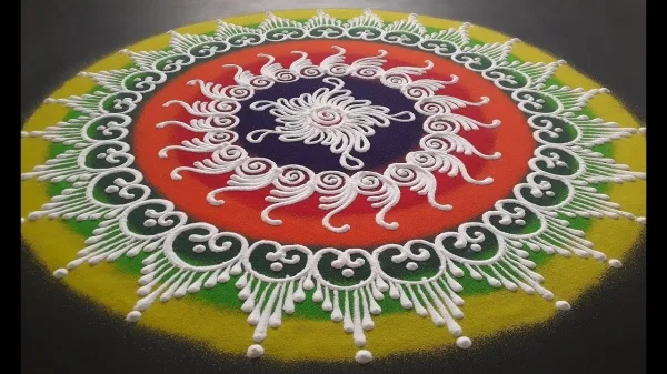 Positive Pooja rangoli art design patterns
