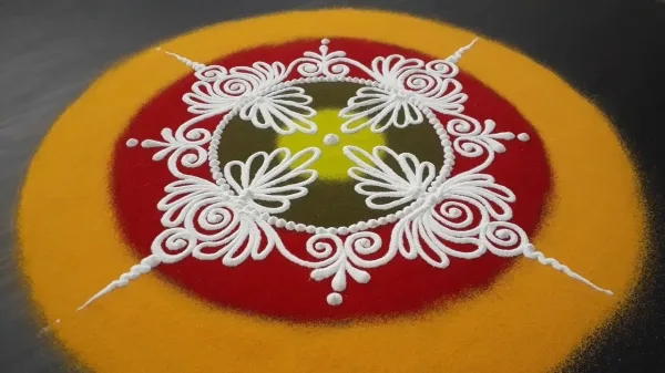 Positive Pooja rangoli art design patterns