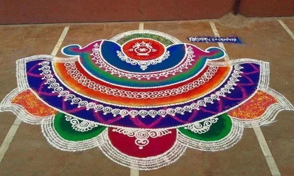 Positive Pooja rangoli art design patterns
