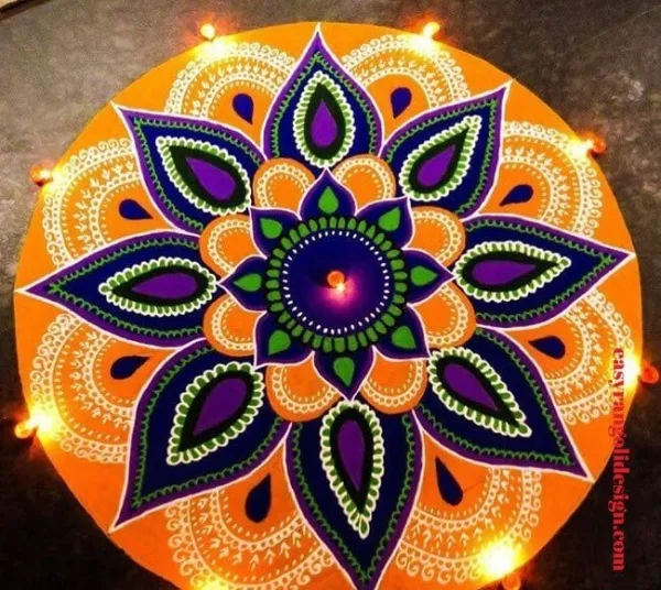 Positive Pooja rangoli art design patterns