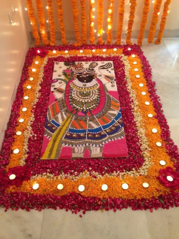 Positive Pooja rangoli art design patterns