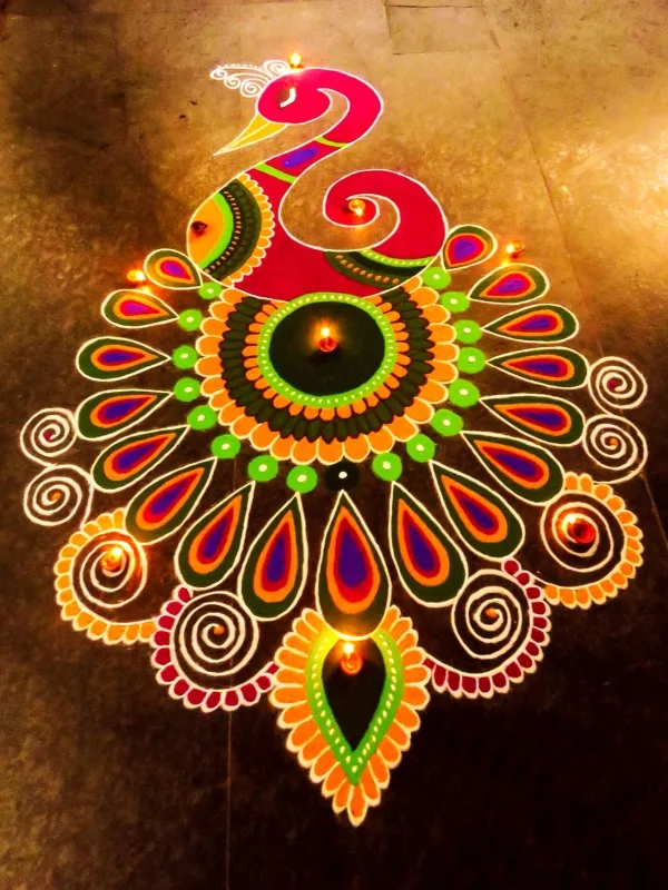 Positive Pooja rangoli art design patterns