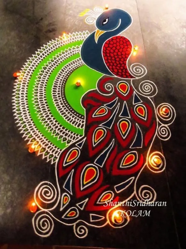 Positive Pooja rangoli art design patterns