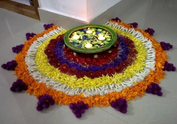 Positive Pooja rangoli art design patterns