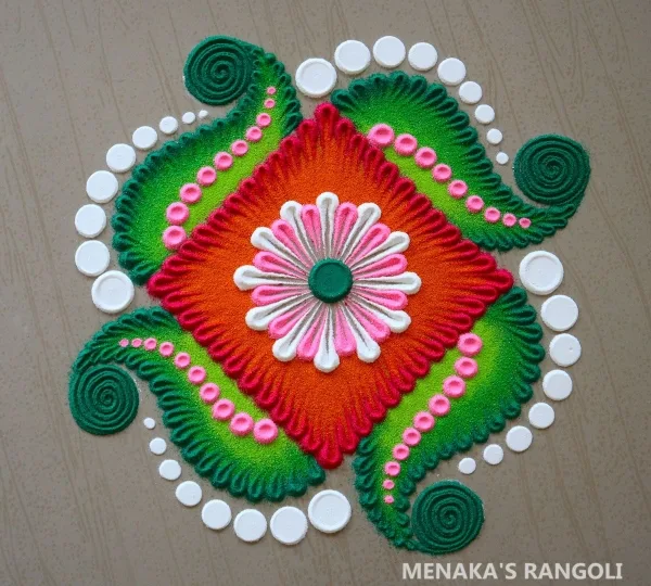 Positive Pooja rangoli art design patterns