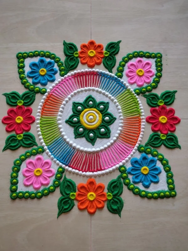 Positive Pooja rangoli art design patterns