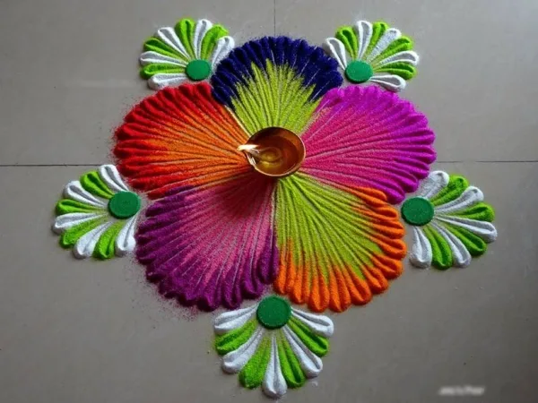 Positive Pooja rangoli art design patterns
