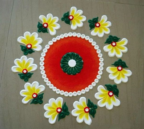 Positive Pooja rangoli art design patterns