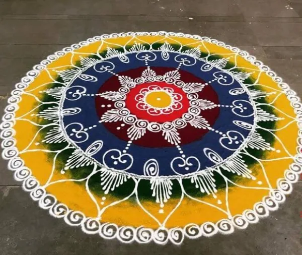 Positive Pooja rangoli art design patterns