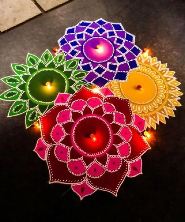 Positive Pooja rangoli art design patterns