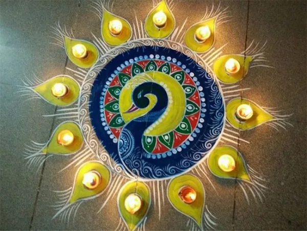 Positive Pooja rangoli art design patterns