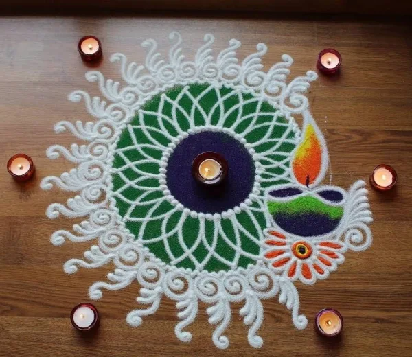 Positive Pooja Rangoli Art Design Patterns